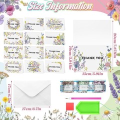 Saillong 12 Pack Thank You Diamond Painting Greeting Card Kit DIY Thanks Flow…