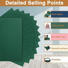 40 Sheets Dark Green Cardstock 8.5×11 200GSM Paper for Cards Crafts Decor