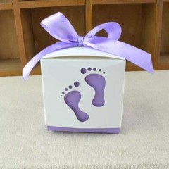 100x Blue Pink Baby Feet Baby Shower Favor Box Green Purple Baby Boy Girl Favors