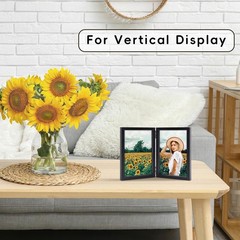 4×6 Picture Frames Double Black Photo Frame Folding Vertical Stand Display Si…