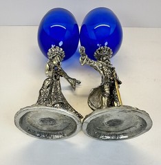 King Arthur & Guinnevere Wedding Pewter /Colbalt Blue Toasting Glasses (set) 2