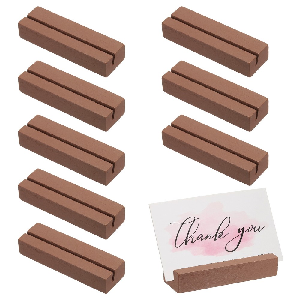 8 Pcs Wood Place Card Holders for Food Signs, Brown