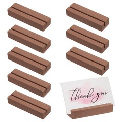8 Pcs Wood Place Card Holders for Food Signs, Brown