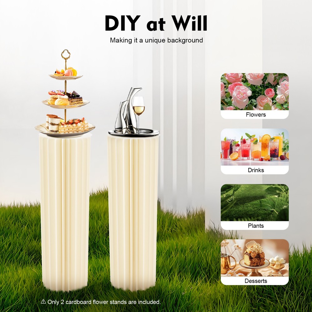 MilkyWhite Cardboard Vase Desktop Floor-standing Cardboard+Acrylic Wedding Decor