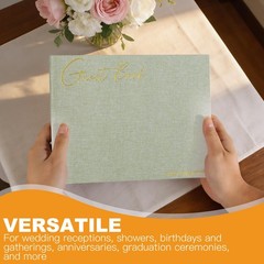 Utron Elegant Wedding Guest Book, Linen Guestbook to Sign in, Polaroid Green
