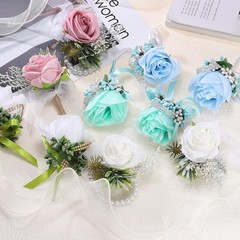 uxcell Wrist Corsage and Boutonnieres Set Handmade Corsages for Wedding, Deep