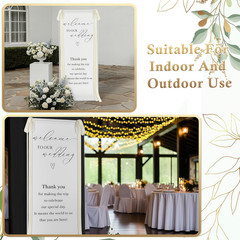 Elegant Wedding Welcome Sign Stand with Adjustable Easel and Satin Ribbon