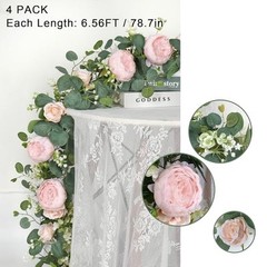 Artificial Flower Garlands Eucalyptus Garlands with Flowers 4PCS Light Pink