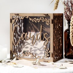 Brown Wooden Wedding Card Box Window Decorations Reception Money Gift Box
