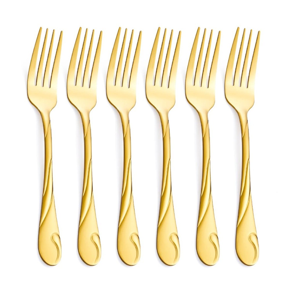 Gold Salad Fork Set, Seeshine 6.9-inch Stainless Steel Shiny Gold Metal Desse…