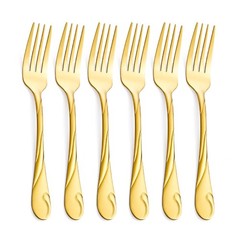 Gold Salad Fork Set, Seeshine 6.9-inch Stainless Steel Shiny Gold Metal Desse…