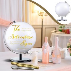 Saypacck World Globe Guest Book with 4 Pens silver stand, blank globe