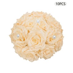 Artificial Flower Ball 10 Pcs Champagne Diamond Rose Pearl Wedding Centerpiece