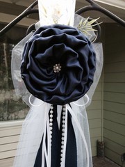 Navy Blue Pew Bows Chair Bows White Wedding Church Aisle decorations Arch decor