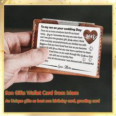 YODOCAMP Son Wedding Gifts from Mom, Engraved Wallet Card Insert for Son on His