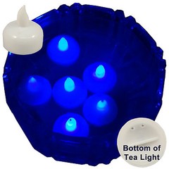 NEW 6 Blue Led Floating Floral Tea Light Candle for Wedding Centerpiece Decor