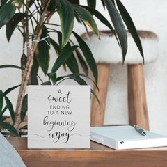 Wedding Wood Box Sign 5×5 Inch, Baby Bridal Shower Decorations, a Sweet Ending