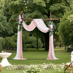 Uimoso Artificial Wedding Arch Flowers Kit with Drapes Kit Deluxe White Pink