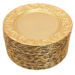 100PCS Gold Charger Plates 13 in Round Plastic Gold Chargers for Dinner Plates