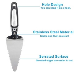2PC Blue Cake Slicer Server Stainless Steel Serrated Cutter Dessert Pizza Pie