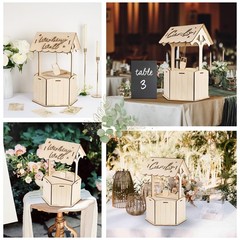 OurWarm Wishing Well Wedding Card Box for Reception, Wood Gift