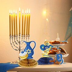 9 Pieces Hanukkah Table Decorations Centerpiece 8 x 8 inches, Blue