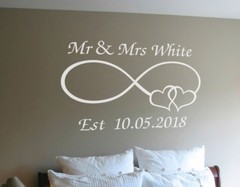 Custom Mr Mrs Couple Names Infinity Love Wall Wishing Well Wedding Sign Decal