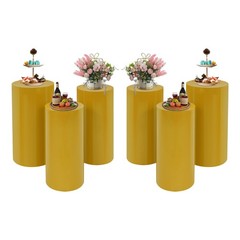 6Pcs Cylinder Pedestal Stands, Metal Display Stands For Wedding Birthday Decor