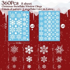 360Pcs Snowflake Christmas Window Clings, Static Christmas Window Stickers Cr…