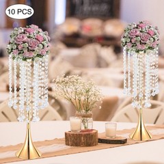 10Pcs Luxurious Acrylic Crystal Flower Stand Wedding Centerpieces on Floor Gold