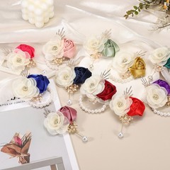 Rose Wrist Corsage, 6Pcs Wrist Corsage Bracelets Flower Wristlet, Sapphire Blue