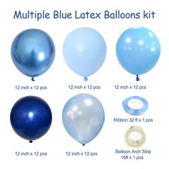 Blue Balloons Metallic Balloon, 60Pcs 12Inch Chrome 12 inches,