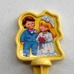 Vtg Fisher Price Cake Topper Bride & Groom Figurine Wedding Fun candle Food