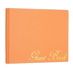 Elegant Guestbook, 9″x7″ Offset Paper Wedding Guest Book, Orange Red