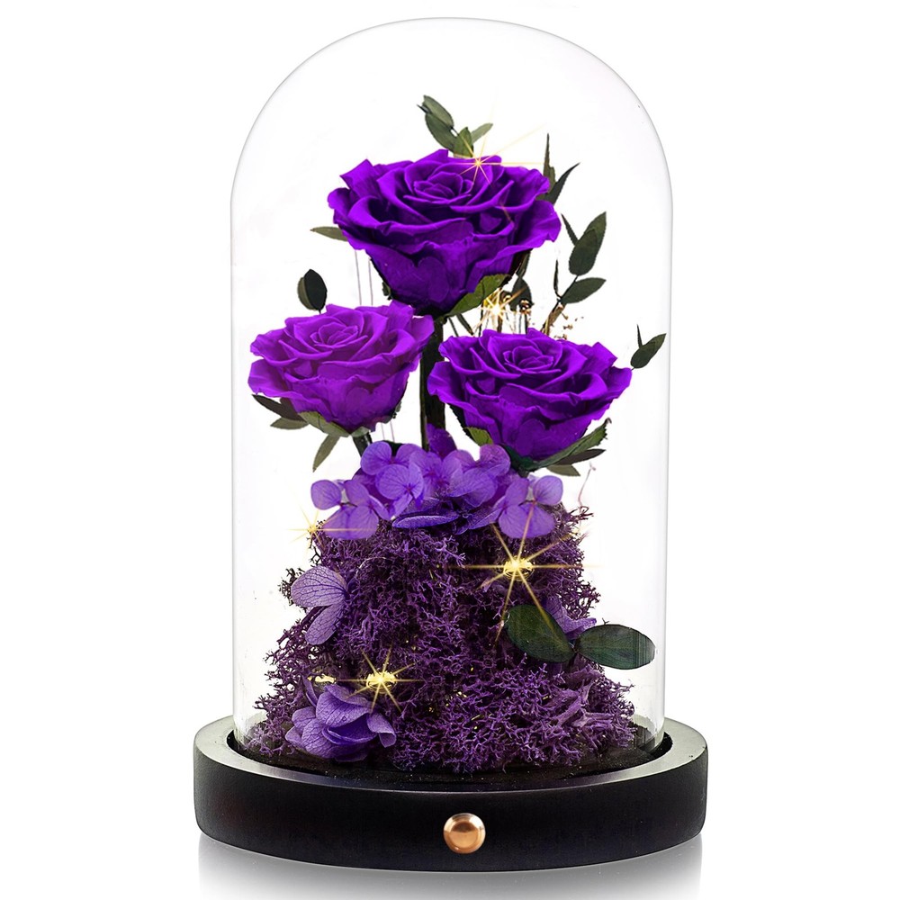DENIMOMO Valentines Day Flowers Roses Gifts for H7.8in W4.7in, Purple Rose