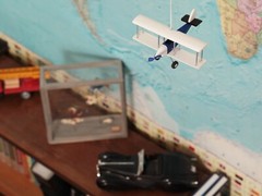 Hanging Airplane, Blue White Black, Nursery Decor, Decorative wooden airplane