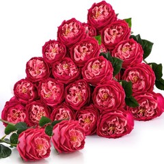 Giegxin 20 Pcs Real to Touch Peonies Austin Roses Artificial Flowers, Faux Lo…