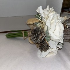 Rustic Cream/ivory Rose Wedding Boutique Set Natural Brown Accents Artificial