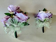 Hand Made pin on Corsage and boutonniere Set
