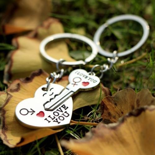 Hot Sale Zinc Alloy Silver Plated Lovers Gift Wedding Favors Couple My Heart Key