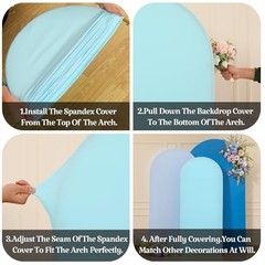 Set of 3 Arch Backdrop Covers(6ft, 5ft, 6FT,5FT,4FT Light Blue+Blue+Dark Blue