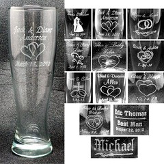 Case of 12 Personalized 16oz Pilsner Glasses Custom Engraved Wedding Party Gifts