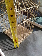 Gold Finish Metal Heart Bird Cage+Adj Hanging Chain Wedding Card Holder Planter