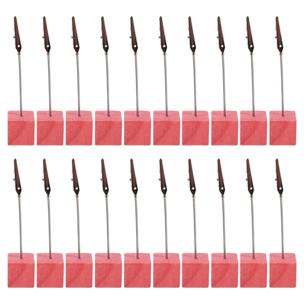 20Pcs Multi Color Wood Card Holders Sturdy Metal Clip for Home Desk Organization