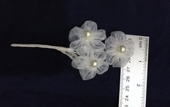 36 Flower Bridal Organza w/Pearls Flowers.3 Flower x12 /per bag.Pick Your Color!