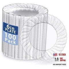 100 Pieces Clear Plastic Plates-6 Inch Plastic Dessert 6Inch-100pcs-Clear