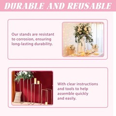 Stackable Gold Metal Pedestal Stands for Indoor Outdoor Party Decorations