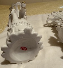 Table Centerpieces White Porcelain Swan Vase Planters Pierced Reticulate Design