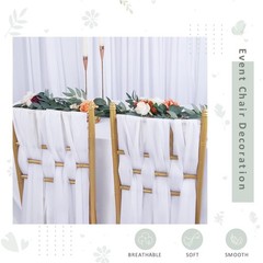 Fanqisi White Chair Sashes 16 Packs 8ft Long Aisle Wedding 16Pcs,