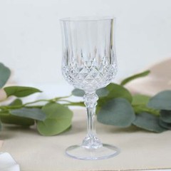 CLEAR 6 Plastic 8 oz Crystal Cut Goblets WINE GLASSES Party Events Decorations